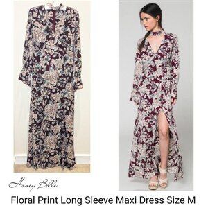 Honey Belle Floral Print Maxi Dress in Burgundy